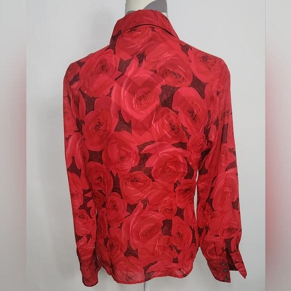 Apostrophe red and black rose top, size 10 - Picture 3 of 4
